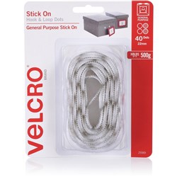 VELCRO® BRAND HOOK & LOOP Dots Stick On 22MM 40 Dots White