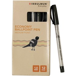 BIBBULMUN BALLPOINT PEN Economy Black Pack of 12