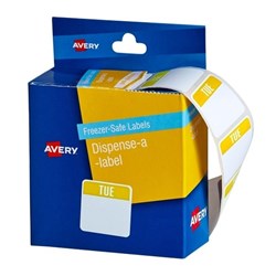 TUESDAY FREEZER-SAFE DISPENSER LABELS 24X24MM 100 LABELS REMOVABLE