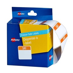 SATURDAY FREEZER-SAFE DISPENSER LABELS 24X24MM 100 LABELS REMOVABLE