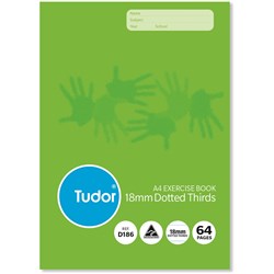 TUDOR EXERCISE BOOKS A4 64Page 18mm Dotted 3RD's (105079)