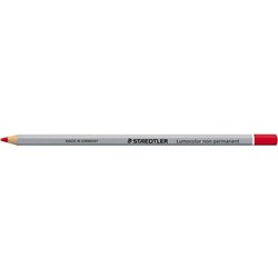 STAEDTLER LUMOCOLOR PERMANENT GLASOCHROME PENCIL RED BX12