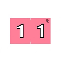 KOLOR KODE NUMERIC "NO 1" 24MM SIDE TAB LABELS ROLL 500