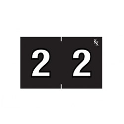 KOLOR KODE NUMERIC "NO 2" 24MM SIDE TAB LABELS. ROLL 500