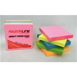 STICKY NOTE CUBE 5 COLOURS 75X75 400SHEETS NEON RZ7151