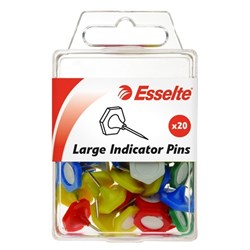 ESSELTE PINS ASSORTED INDICATOR LARGE PK20 (TO BE DISCONTINUED)